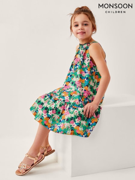 Monsoon Green Ditsy Floral Print Swing Dress (H14388) | €28 - €33