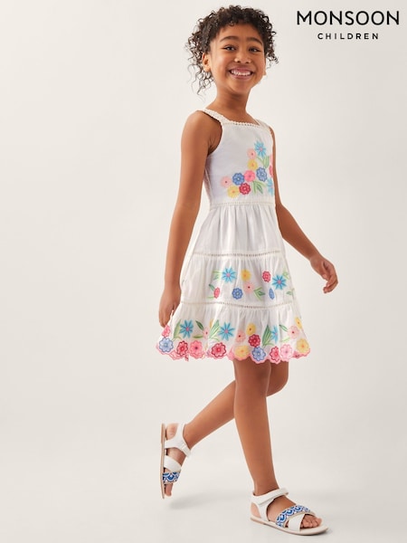 Monsoon Natural Floral Embroidered 100% Cotton Dress (H14399) | ₪191 - ₪216