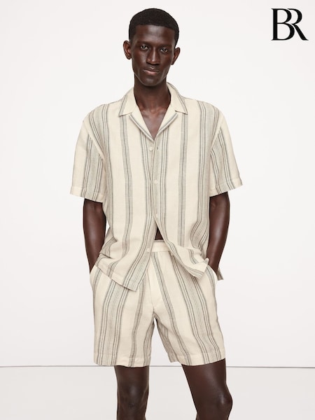 Banana Republic Beige Stripe Linen-Cotton Resort Shirt (H14411) | €100