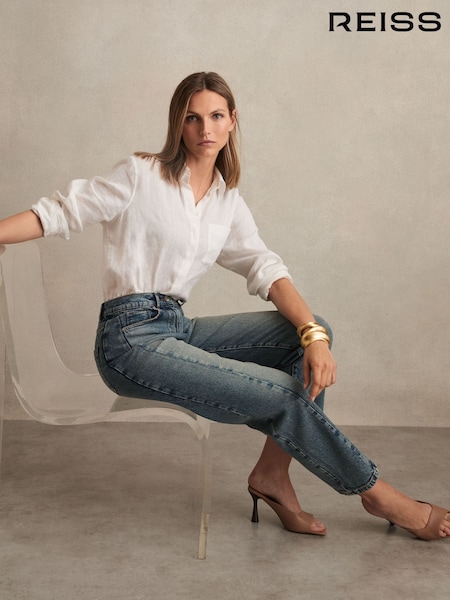 Albastru deschis - Reiss Molly Barrel-Leg Seam Jeans (H14438) | 1,155 LEI