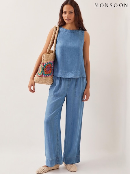 Monsoon Blue Nyla Wide Leg Trousers (H14472) | 3,545 UAH