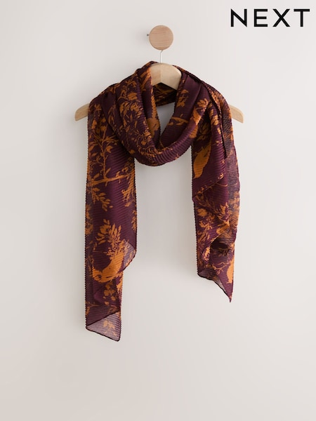 Burgundy Bird Print Lightweight Scarf (H14501) | €15