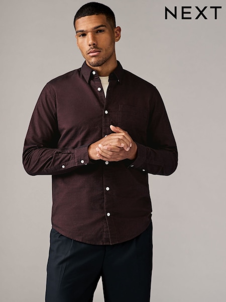 Burgundy Red Brushed Oxford Long Sleeve Shirt (H14512) | €32