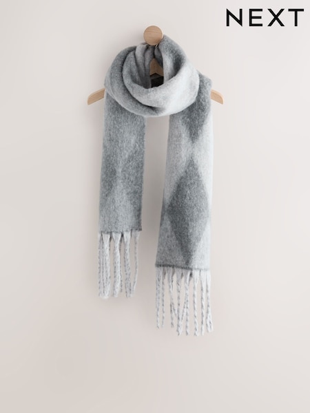 Grey Argyle Heavyweight Brushed Blanket Scarf (H14517) | €34.50
