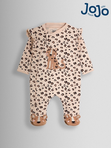 JoJo Maman Bébé Brown Frill Footed Sleepsuit (H14543) | AED128