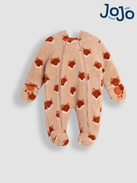 JoJo Maman Bébé Orange Fox Cosy Borg Printed Pramsuit (H14562) | AED213
