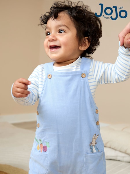 JoJo Maman Bébé Blue Peter Rabbit Peter Rabbit™ Cord Dungarees Set (H14591) | AED186 - AED198