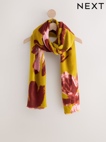 Green/Pink Floral Print Midweight Scarf (H14747) | €26.50