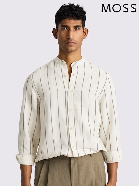 MOSS Cotton Linen Neutral Woven Stripe Shirt (H14776) | 3 605 грн