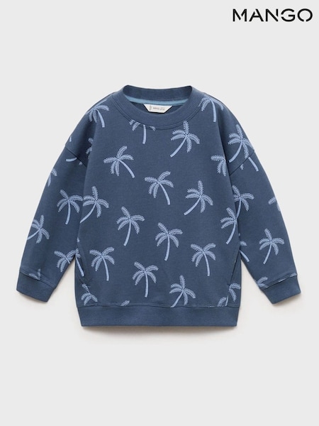 Mango Blue Printed 100% Cotton Sweatshirt (H14781) | €18.50
