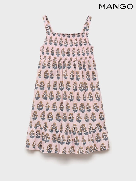 Mango Pink 100% Cotton Floral Print Dress (H14783) | €29