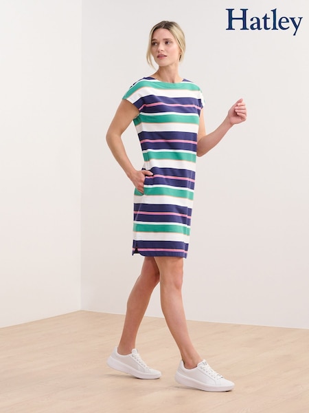 Hatley Blue Spring Sea Stripes Capri 100% Cotton Dress (H14877) | €99