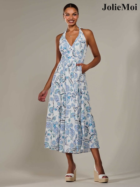 Jolie Moi White Halter Neck Maxi Dress (H14940) | ₪352