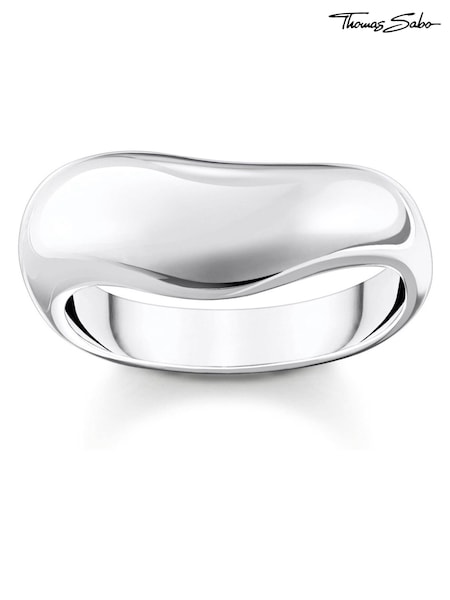 Thomas Sabo Silver Tone Timeless Shapes Curved Ring (H15119) | €114