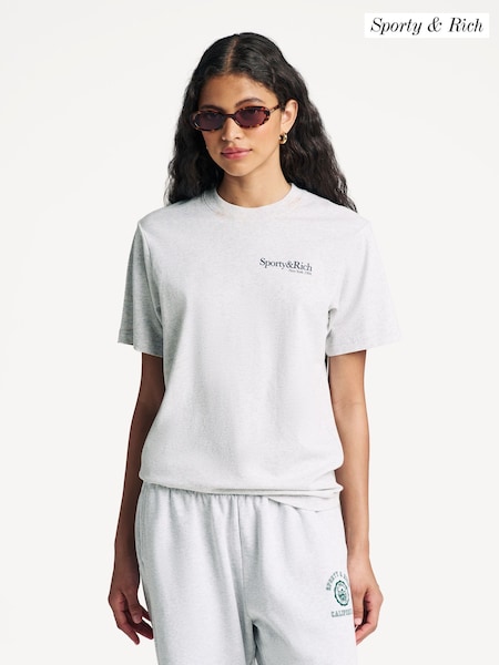 Sporty & Rich Grey Run Club T-Shirt (H15120) | $212