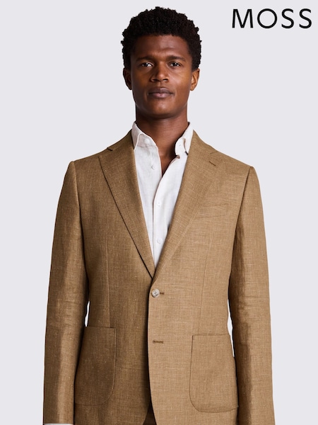 MOSS Yellow Tailored Fit Gold Linen Jacket (H15133) | AED1,217