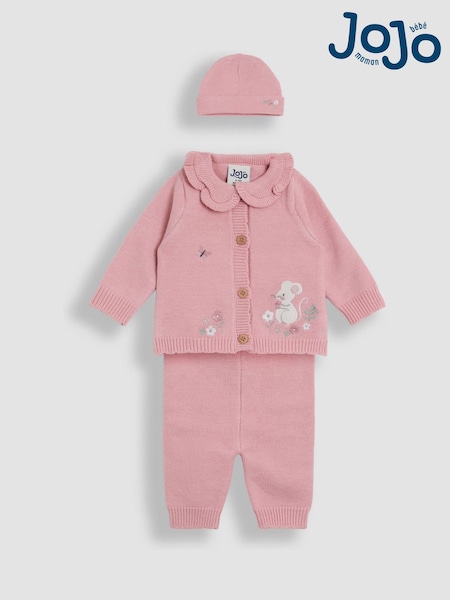 JoJo Maman Bébé Pink Knit 3-Piece Set (H15197) | AED186 - AED198