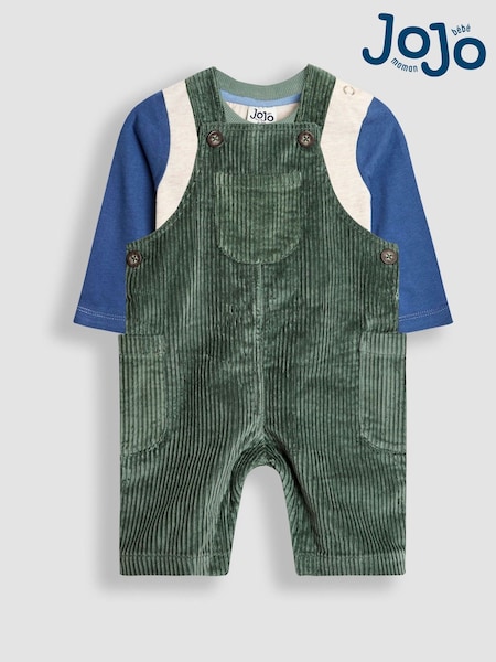 كاكي أخضر - JoJo Maman Bébé 2-Piece Chunky Cord Dungarees & Top Set (H15201) | ‏175 د.إ.‏ - ‏ 198‏ د.إ.