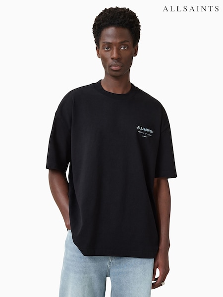 AllSaints Black Underground 100% Cotton Crew T-Shirt (H15261) | AED344