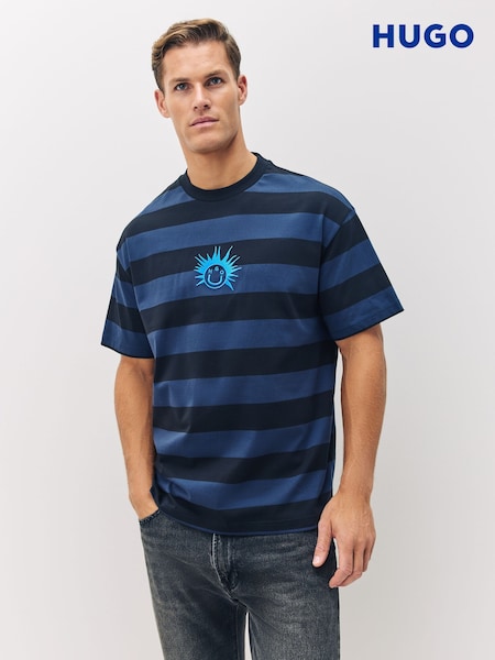 HUGO Black Logo Graphic Striped T-Shirt (H15338) | €78