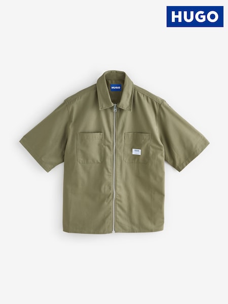 HUGO Green Short Sleeve Zip up Shirt (H15342) | €142