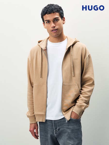 HUGO Natural Tonal Logo Zip Hoodie (H15343) | R$ 1.175