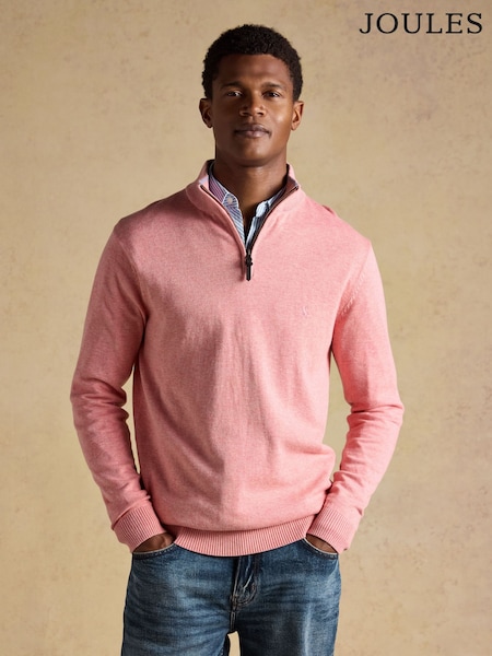 ורוד - Joules Hillside Quarter Zip Knitted Jumper (H15379) | ‏249‏₪