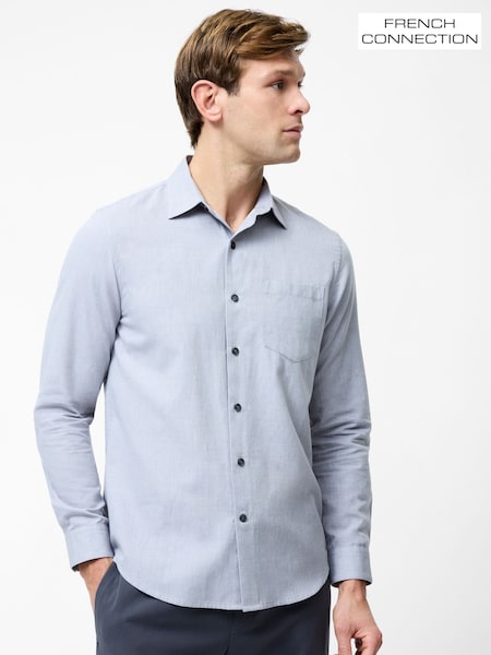 French Connection Grey 100% Cotton Chest Pocket Long Sleeve Button Up Shirt (H15476) | €74
