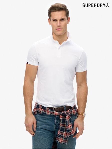 Superdry White Essential 100% Cotton Jersey Polo Top (H15489) | 173 QAR