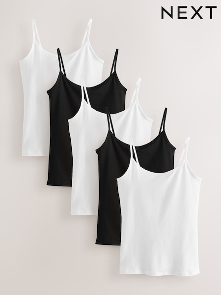 White/Black Thin Strap Vests 5 Pack (H15535) | €29