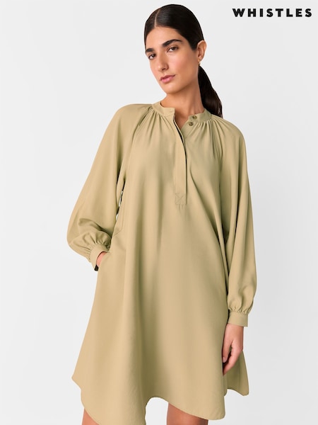 Whistles Green Full Volume Gathered Dress (H15563) | ₪649
