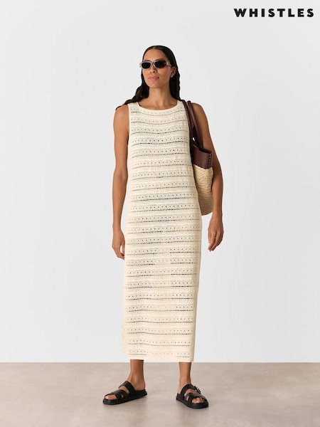 Whistles Long Crochet Beach 100% Cotton Dress (H15565) | €187