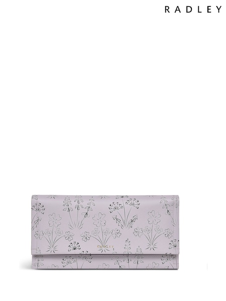 Radley Large Purple Wild Flower Print Flapover Purse (H15712) | $173