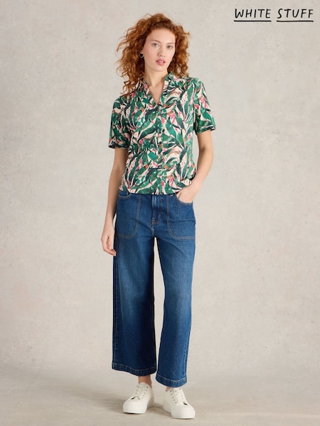 White Stuff Green Annie Short Sleeve 100% Cotton Jersey Shirt (H15767) | €55