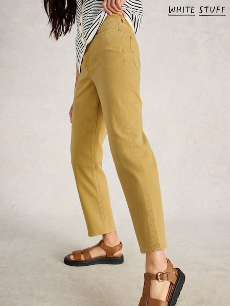 White Stuff Khaki Yellow Blake Straight Crop Jeans (H15790) | $82