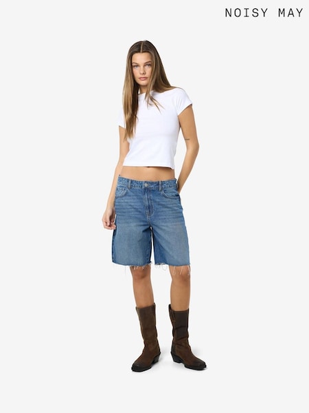 NOISY MAY Blue Loose Bermuda 100% Cotton Shorts (H15811) | ₪161