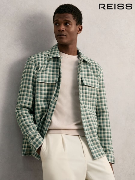 צבעוני ירוק - Reiss Ribona Woven Check Twin-Pocket Overshirt (H15824) | ‏948‏₪
