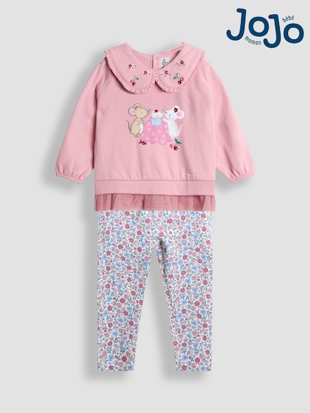 Hellrosa - JoJo Maman Bébé Appliqué Tulle Sweatshirt & Legging Set (H15862) | 48 € - 54 €