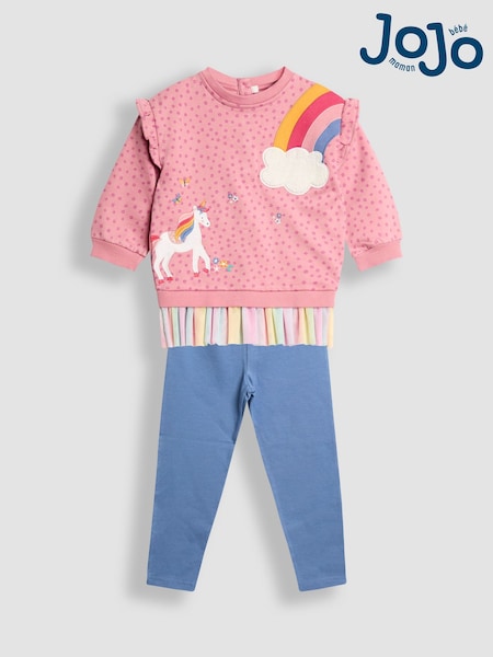 JoJo Maman Bébé Dark Pink Appliqué Tulle Sweatshirt & Legging Set (H15863) | AED175 - AED210