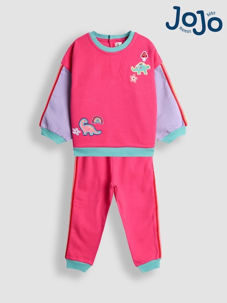 JoJo Maman Bébé Fucshia Dino Sweatshirt & Joggers Set (H15866) | €39 - €47