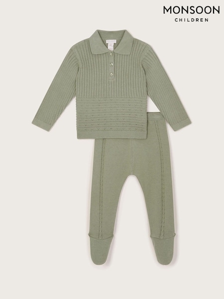 Monsoon Green Newborn Knitted Top and Leggings Set (H15912) | €40