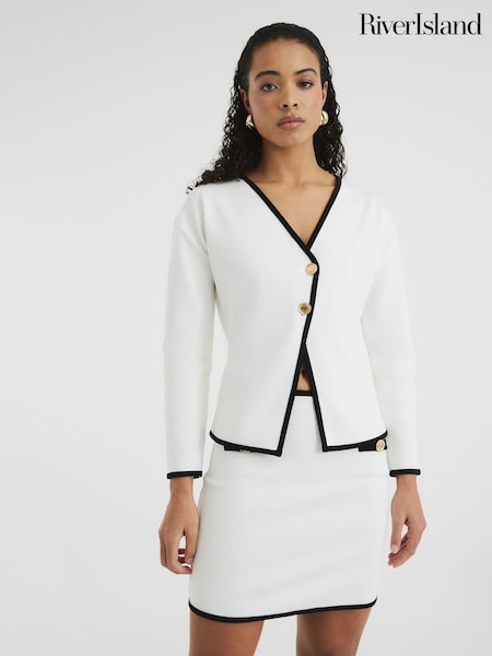 River Island White Tipped Asymmetric Jacket (H15961) | €50