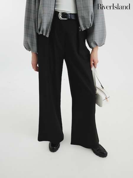 River Island Black Belted Wide Leg Trousers (H15969) | R$ 485