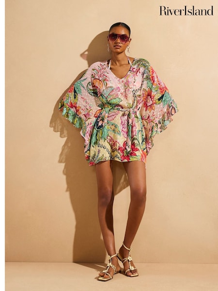 River Island Pink Del Maar Floral Tunic Dress (H15976) | ₪231