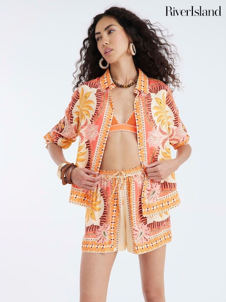 River Island Orange Scarf Print Shorts (H15982) | €40