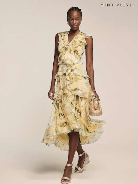 Mint Velvet Cream Floral Print Midi Dress (H15997) | 792 QAR