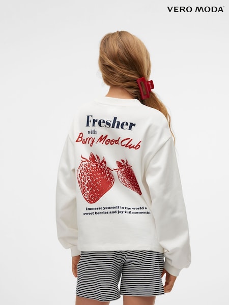 VERO MODA Long Sleeve Back Print Jersey 100% Organic Cotton Sweat Top (H16010) | ‏121‏₪