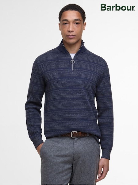 Barbour® Blue Dartfield Half Zip Knitted Jumper (H16020) | €164