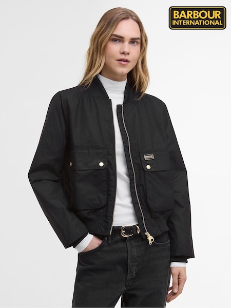 Barbour® International Black Patsy Wax Bomber Jacket (H16053) | €293