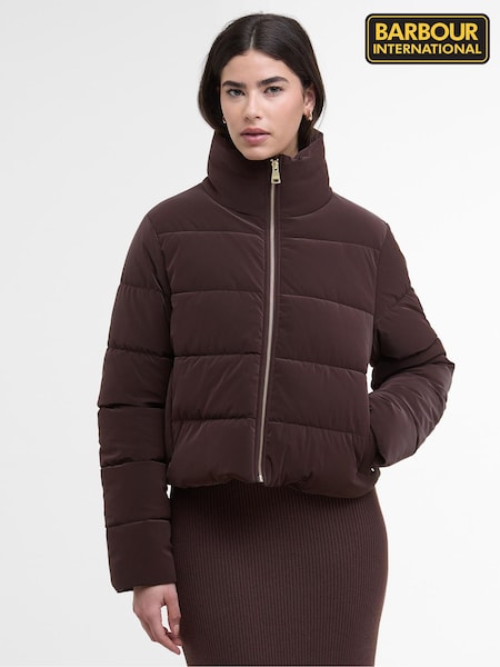 Barbour® International Red Faux Velvet Puffer Jacket (H16055) | €253